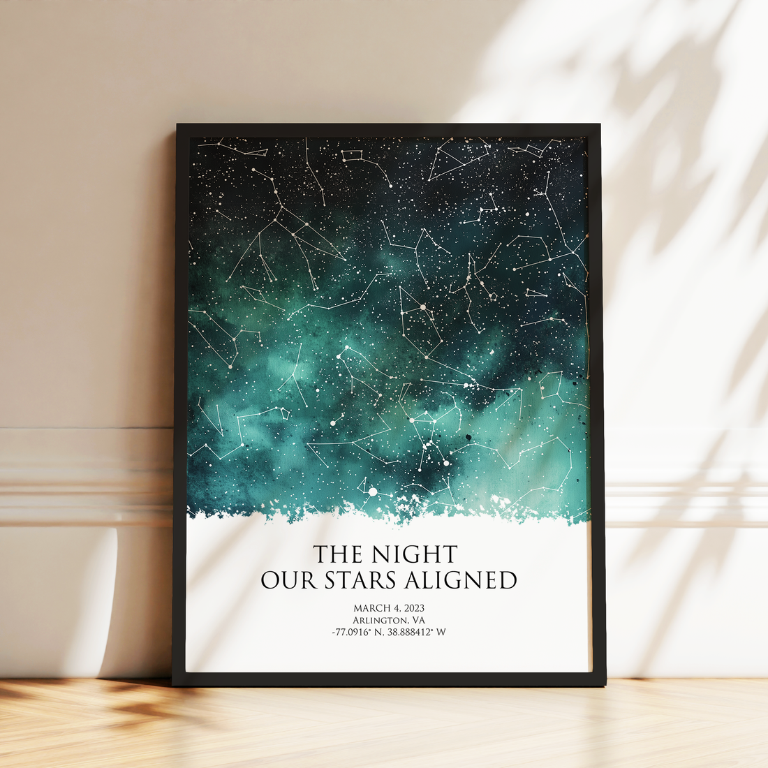 Custom Star Map Print, Watercolor Style